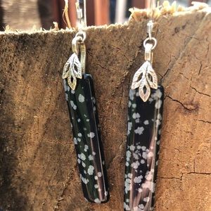 NWOT 925 silver/snowflake black obsidian earrings